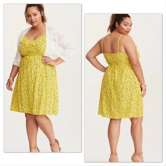 Torrid 1 Yellow Micro Floral Summer Dress - Picture 3 of 10